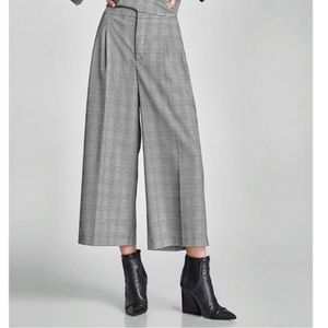 ZARA Plaid Wide Leg Tailored Culottes Trousers